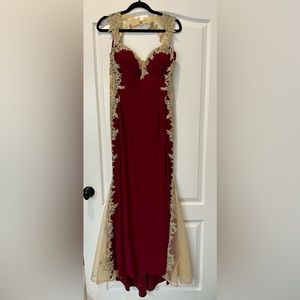 Beautiful red and gold formal dress.
